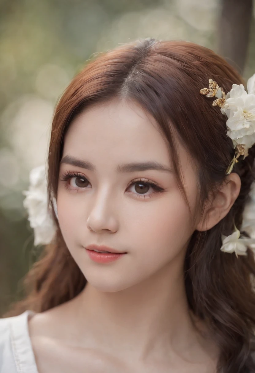 masutepiece, Best Quality, 1girll, (a beauty girl, cosplayer:1.2), (16yo:1.2), Very fine eye definition, (symmetry eyes:1.3), NSFW (New South Wales) (New South Wales), (onsen, , Cover the main body with steam..:1.3), Beautiful Tits, Brown eyes, parted bangs, Brown hair, upper teeth