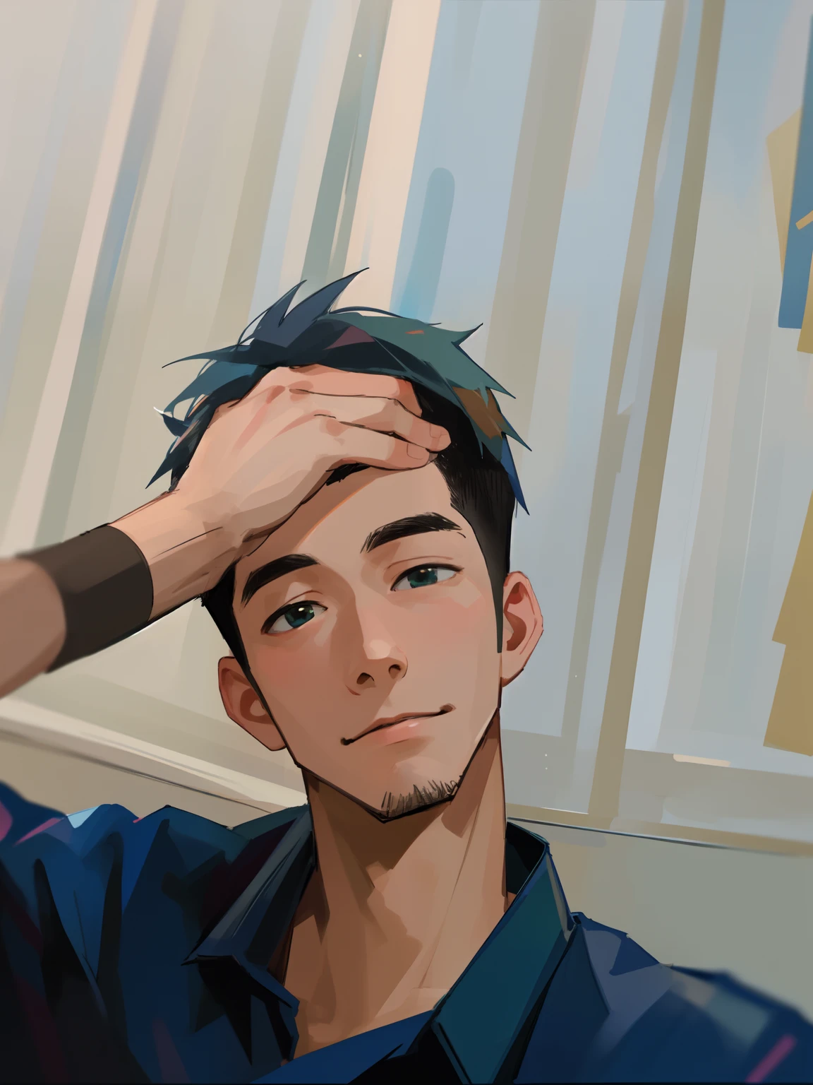 There was a man holding his head in his hand.., 8k selfie photograph, 2 7 years old, 2 8 years old, 3 2 years old, 2 9 years old, David Trick, Very low quality, 38 years old, 3 6 years old, very very low quality picture, Satoshi, Post Processing), asian man, Kevin Ho