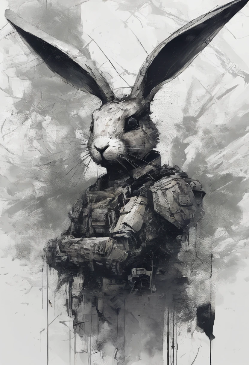 Perfect centralization, rabbits (Franco)De Downey, Standing position, abstract beauty, centre, Looking at the camera, Facing the camera, nearing perfection, Dynamic, highly detailed, Liso, foco nítido, 8K, high definition resolution, illustration, art by Carne Griffiths and Wadim Kashin, white backgrounid