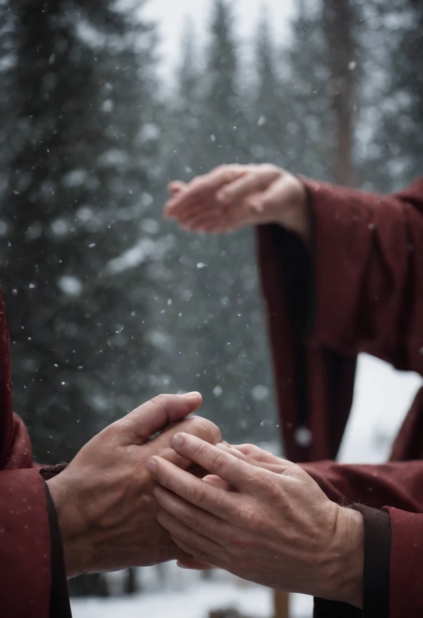 Monks,Back Shadow,Vast snow,had his hands folded
