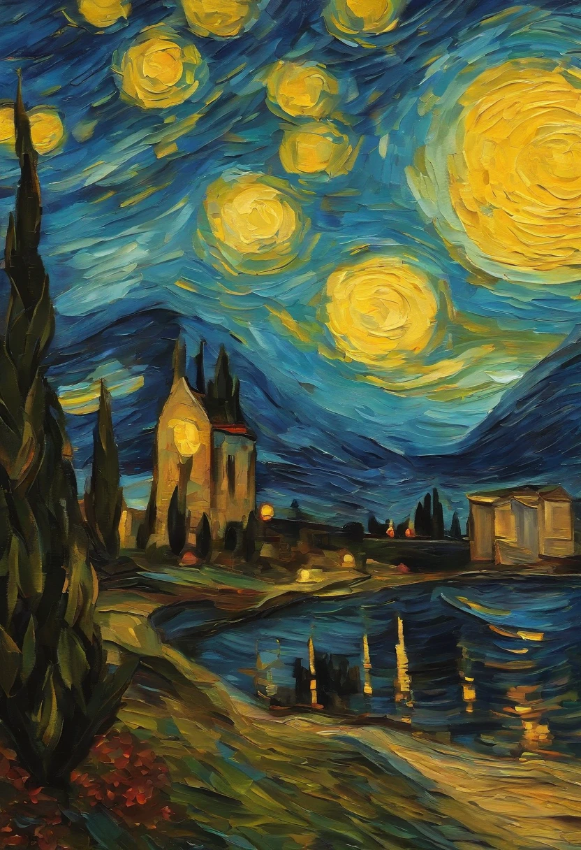 Make a version of van gogh girrasois with good quality, estilo noite estrelada de van gogh