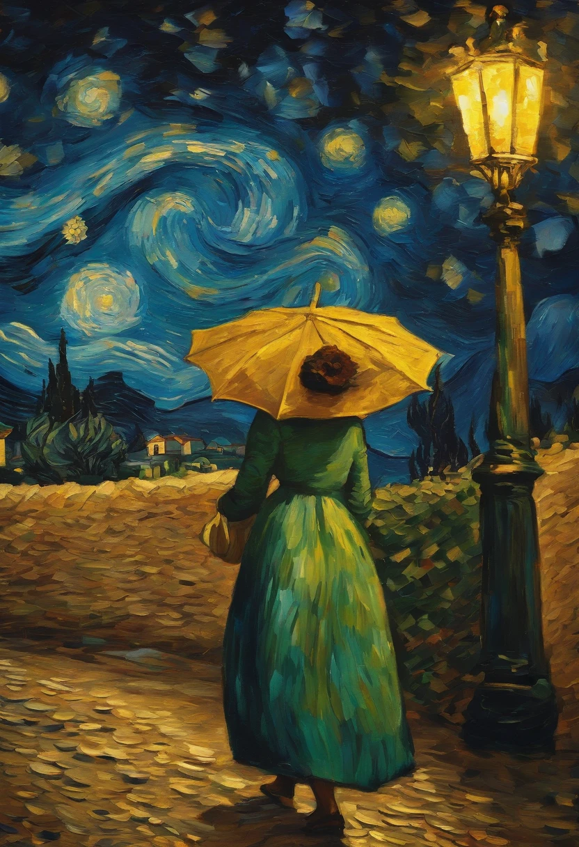 Make a version of van gogh girrasois with good quality, estilo noite estrelada de van gogh