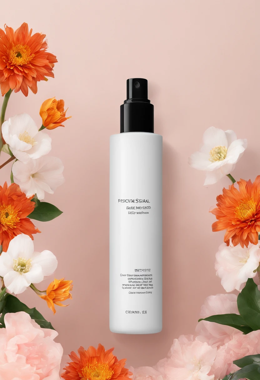 (Best quality,4K,8K,A high resolution,Masterpiece:1.2),Ultra-detailed,(Realistic,Photorealistic,photo-realistic:1.37),A close-up of a bottle of toner and a selection of flowers, clean face and body skin, Skincare, skin care, Take photos for skincare brands, Product photography, professional product shot, products shot, products shot, product display photograph, professional product photo, products shot, Minimalist design, photo product, natural skin tones, Clean gloss, natural skin tones, miniature product photo