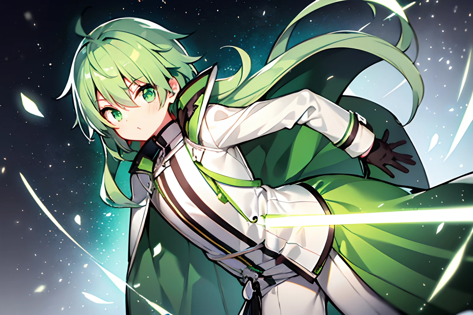 A close up of a person with a sword in a space - SeaArt AI