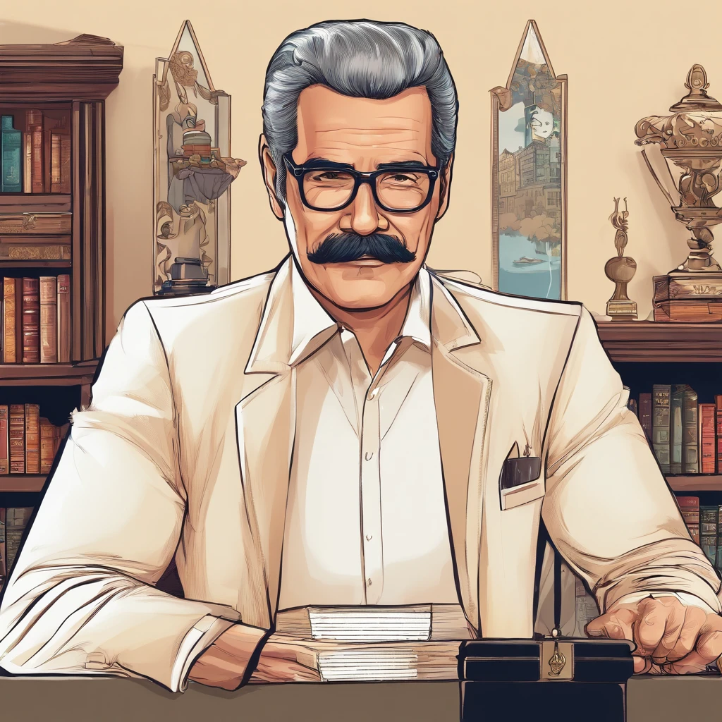 (um homem rico de 65 anos, com cabelo de sal e pimenta, barba e bigode proeminentes, um estudioso experiente). - (best quality,4k,8k,Altas,master part:1.2), ultra-detalhado, (Realistic,fotorrealista,photo-realistic:1.37) -Retratos, Estudo de Personagem, cavalheiro maduro, professor-like, sofisticado - rico, ambiente luxuoso, Opulent mansion, antique furnitures, Grande Biblioteca - Lendo um Livro, segurando uma lupa, wearing a classic suit, with cufflinks - wise and intelligent expression, deep concentration, sobrancelhas franzidas - paleta de cores quentes, com tons terrosos, detalhes dourados, and soft lighting