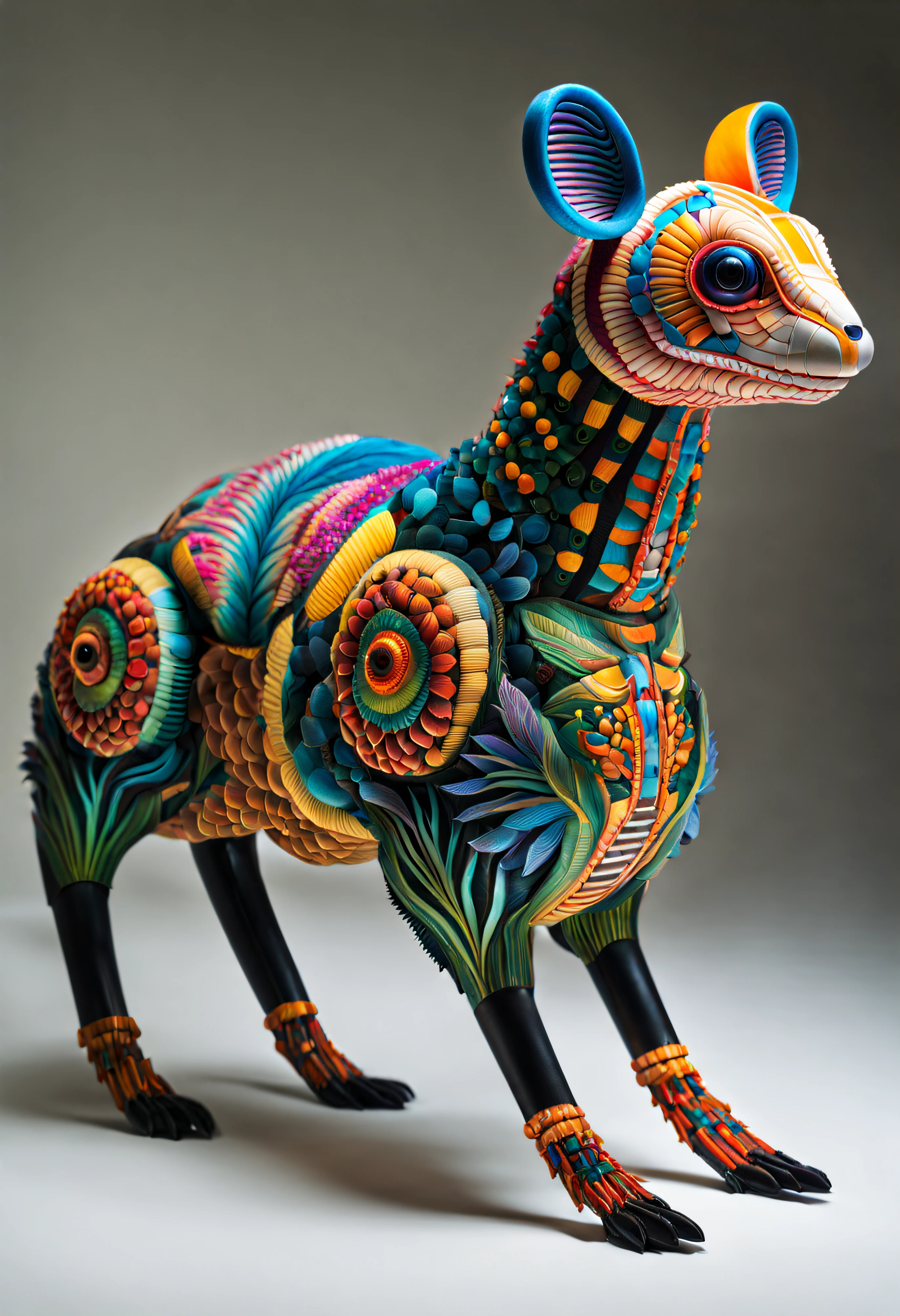 Future genetic engineering will incorporate living organisms into its artwork, Cubierto por fauna, Flora. Alebrije, Obra maestra, hiper HD, Vista axonométrica, Selvas. cyberpunk