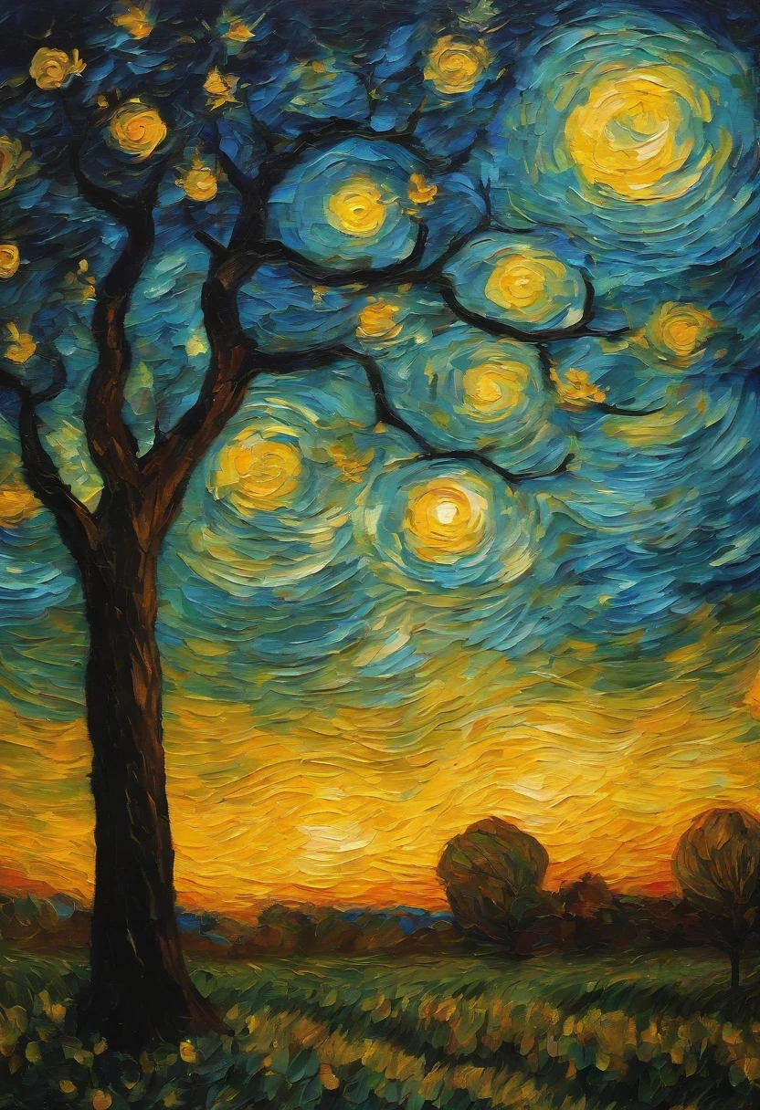 Make a version of van gogh girrasois with good quality, estilo noite estrelada de van gogh