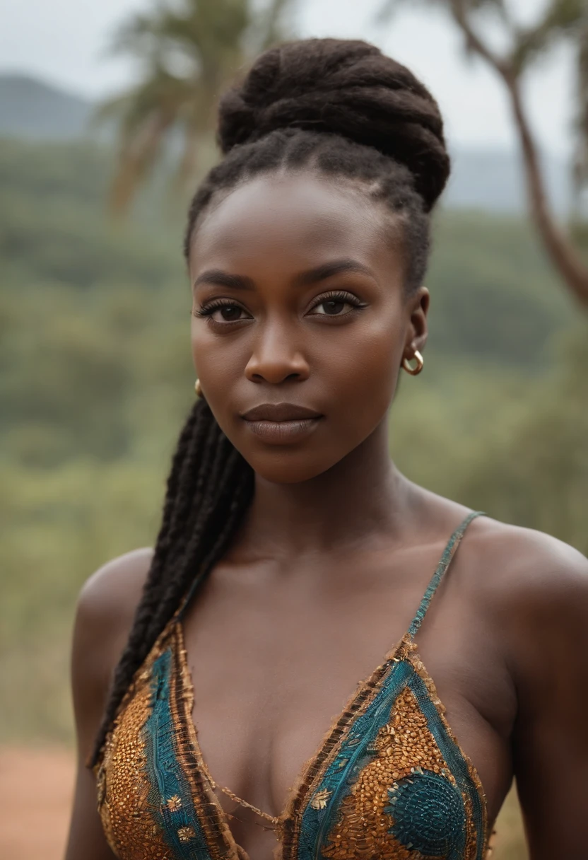 ((Pele africana escura, very deep ebony skin)), ((Its beauty is undeniable)), ((cara excitada bonito)), corpo inteiro, , ((Olhos perfeitos ultra-detalhados,)), ((Pose fofa)), ((Exit language)), ((sedutor )), sexy, (( bunda nua sexy)), ((Rabo de cavalo africano longo encaracolado africano,)), (( pele)), ((standing up, Vista frontal)),  ((ao ar livre, Public Cities)), Sharp-focused CGI, photoreallistic, High detail, Realista, master part, absurdos, best quality, HDR, alta qualidade, K HD |, extremamente detalhado, Papel de parede 8K, detalhes intrincados, 8k UHD, Full-HD, (foto realista:1.2), contraste, luzes deslumbrantes, Kinematic lighting, natural lighting, luz dura, back lit lighting, global ilumination, NSFW Ambient Occlusion