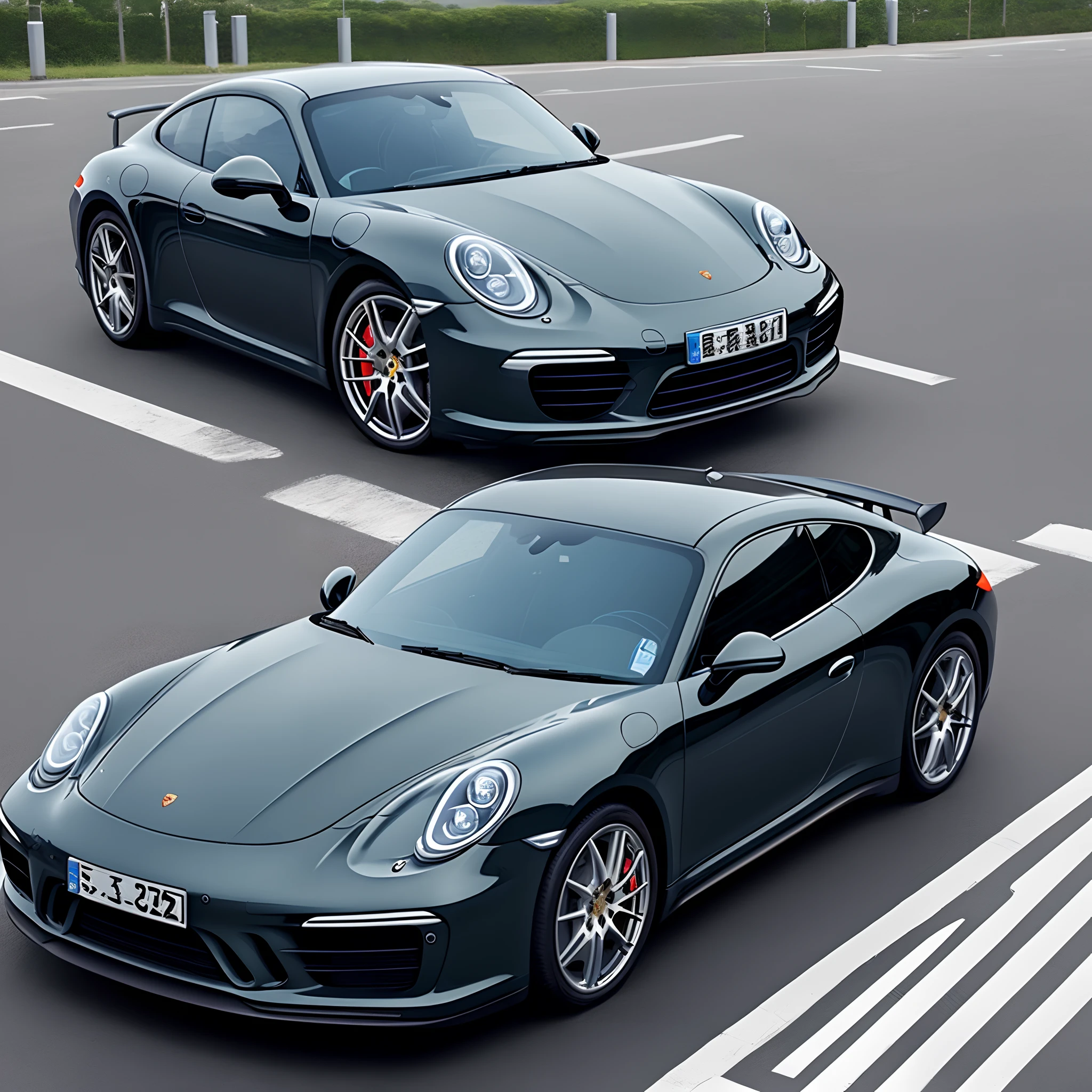 Porsche Paramela，cartoony，Black car，Guangdong-Hong Kong vehicle licence，Suitable for use as an avatar