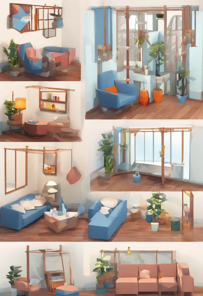 (master part, best quality: 1.2), (Altas: 1.1), (extremely high quality), (senhor&#39;s trabalho), Visualizador voltado, Dynamic angle, heaven, Cloud, (1loli, foco solo: 1.4), fofo, enfeite, (jewelries: 0.75), (corar: 0.9), (cinta: 0 .9), barefoot, Sala de estar, sofa, janela, Cortinas, luz solar fraca, vasos de plantas, mesa, cupboard, estante, lamplight, Ahoge, (xale, cabelos longos, cabelos cor de rubi, cabelo interno azul, cabelos brilhantes, pele brilhante: 1.1),