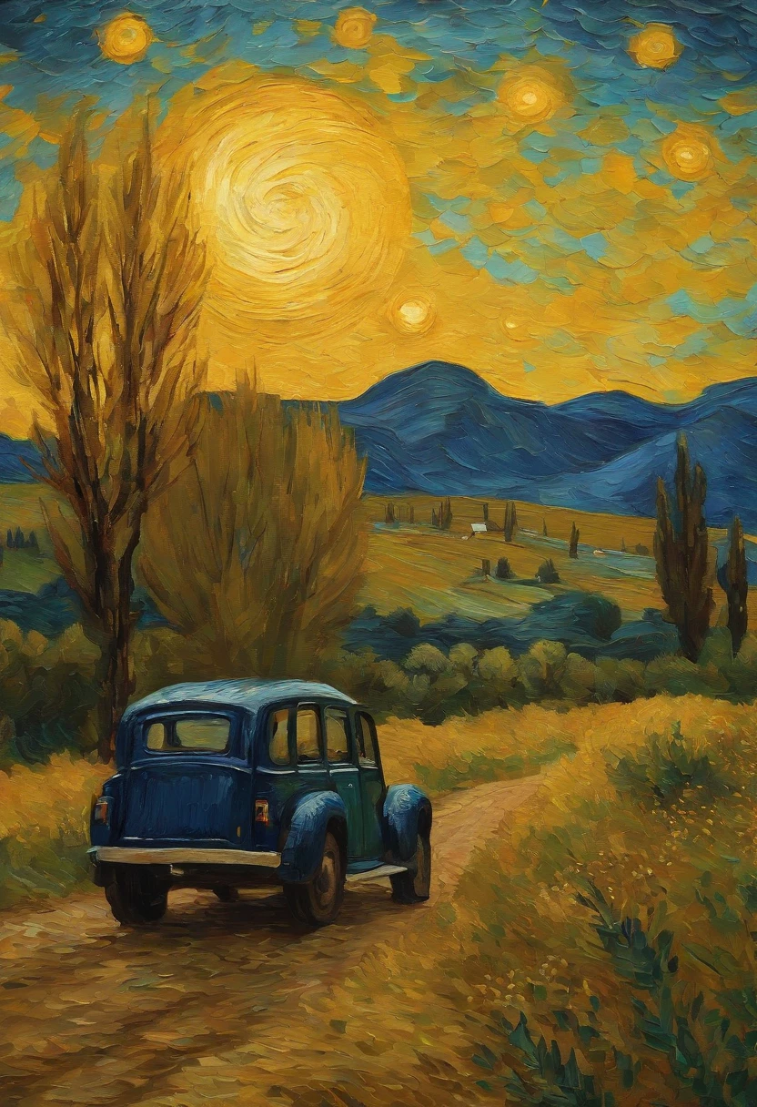 Make a version of van gogh girrasois with good quality, estilo noite estrelada de van gogh