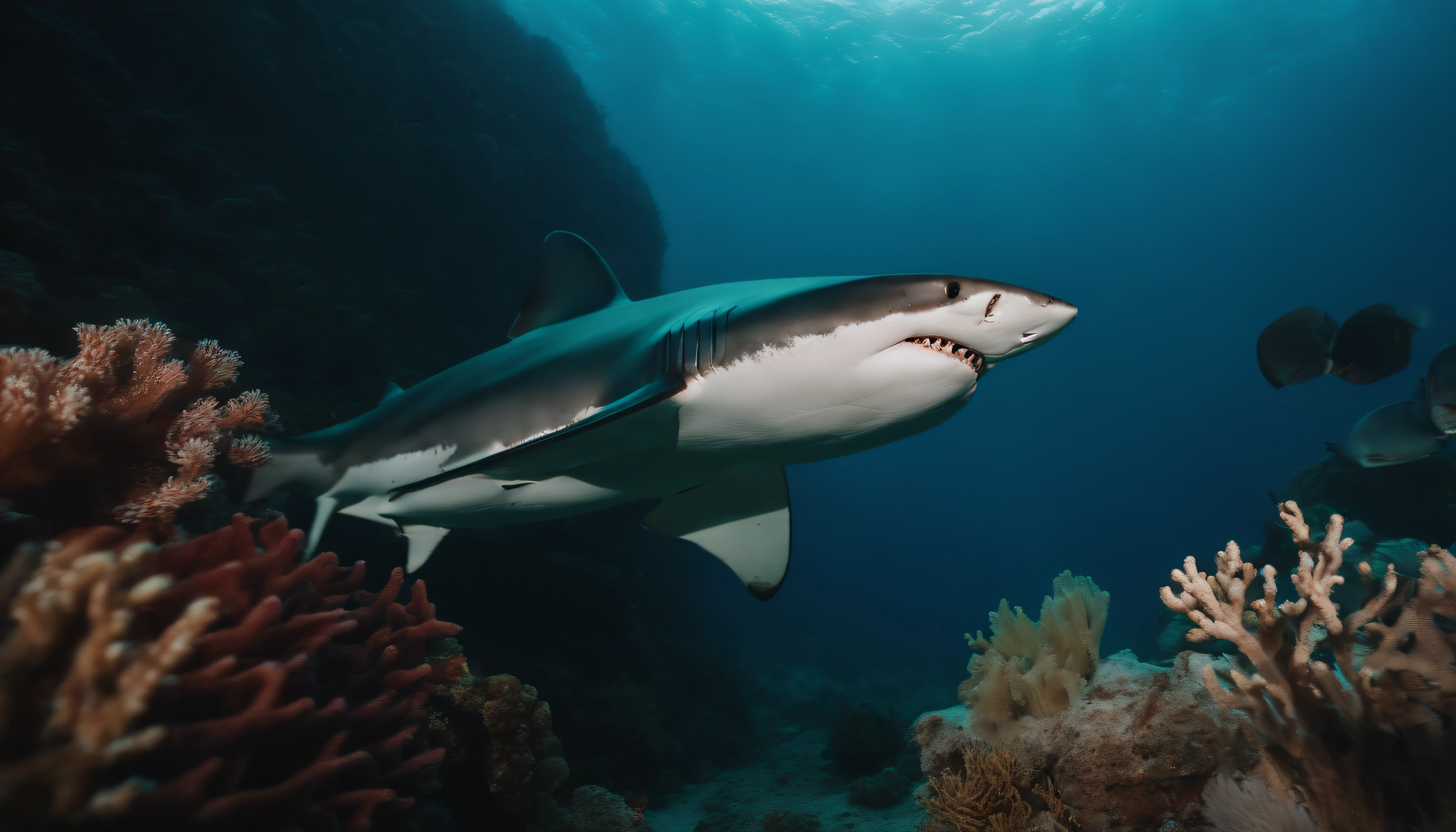 abyssal，the shark，The corals，natural soft light
