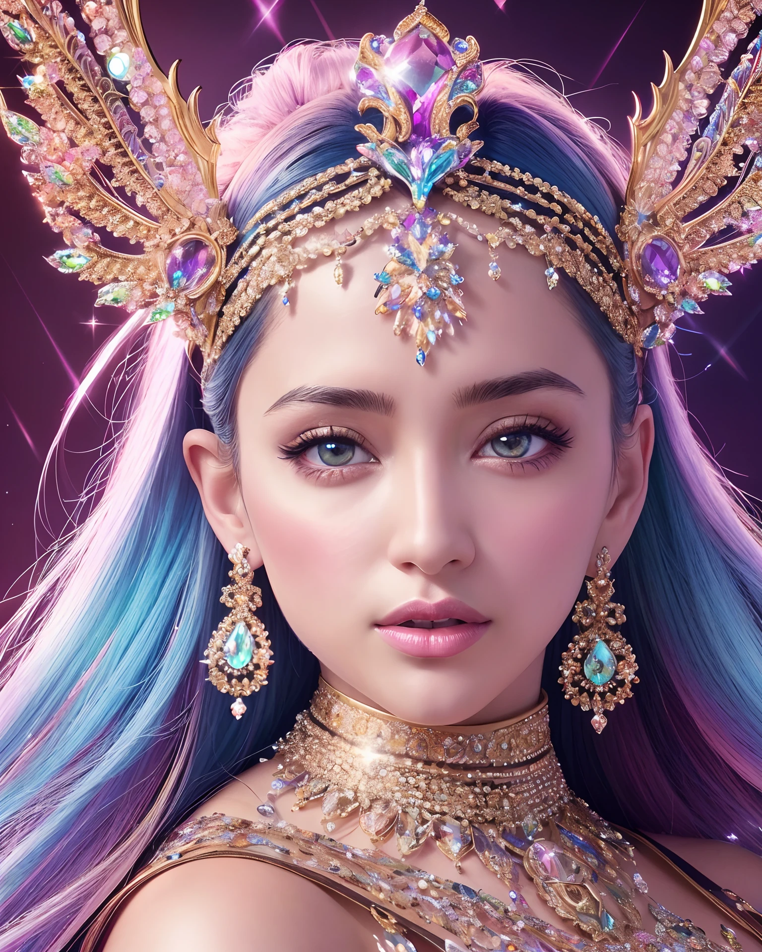 ultra realistic portrait, highly detailed, embodiment of crystal goddess, vibrant and shiny ornate crystal body, beautiful and majestic, 8k, HD, dynamic lighting, Sharp focus, intricate details, photography by Julia Hetta
This was the midjourney prompt --auto --s2