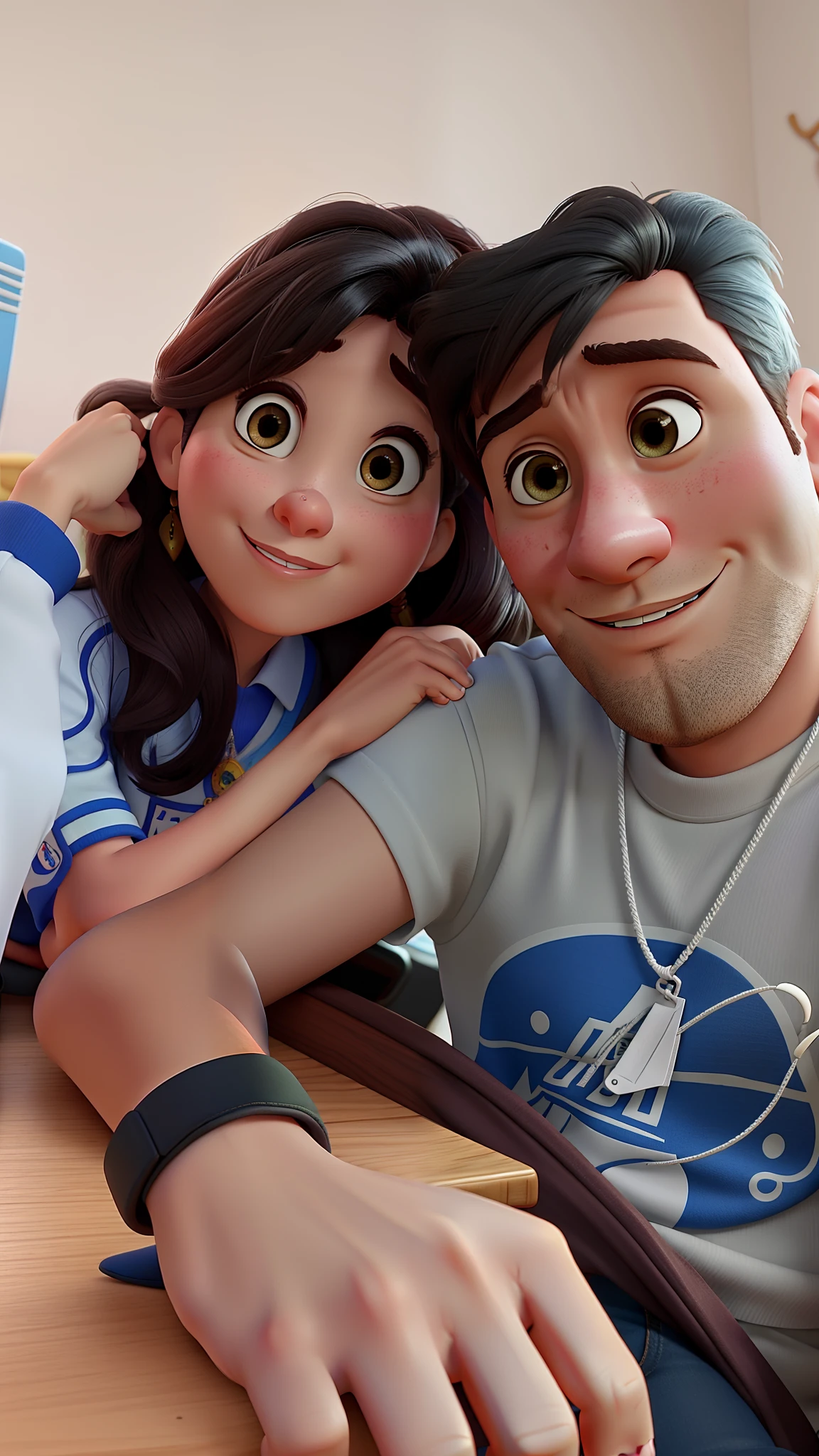 Casal moreno estilo Pixar, alta qualidade, melhor qualidade.