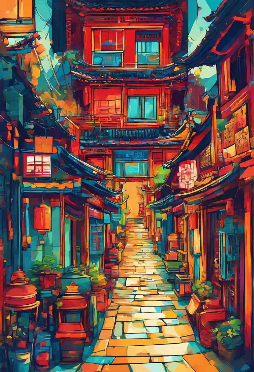 Hutong alley,Narrow roads,Houses on both sides