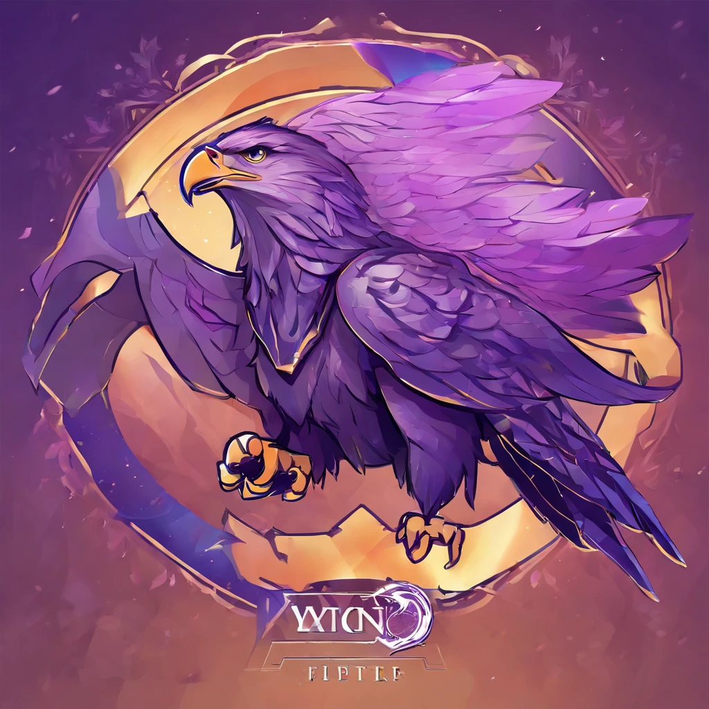 A logo for a team of esports that will compete in digital football championships. The logo must be in vector and the name on the logo will be 'top team esports'. The logo must include the image of an eagle's head in profile. The colors of the logo must be purple, light purple and white.