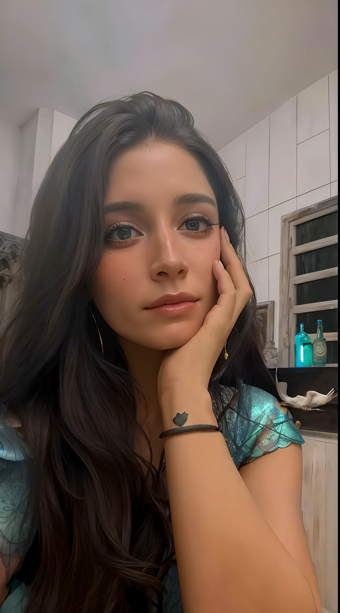 master part, Realistic, fotorrealista, ultra detalhado, 8k, Foto RAW, Profundidade de campo, luz realista, cinematic  composition, Paisagem celeste com nuvens,  anoitecer, Profundidade de campo, 35 mm, Soft steampunk aesthetic, Living Gargoyle, no telhado da Catedral de Notre Dame, retrato de corpo inteiro,  Cabelos curtos, fluttering in the wind, Contorno borrado, Bonito sexy, prazer, Profundidade de campo, (foco: 1.2), atmosfera escura, Cinematic lighting, textura detalhada do rosto e da pele, Historical Movie Style, cores desbotadas