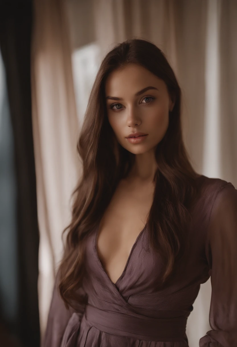 Alafed woman nude, small nipples, Sexy girl with brown eyes, Portrait Sophie Mudd, brown hair and large eyes, selfie of a young woman, bedroom eyes, Violet Myers, without makeup, Natural makeup, Looking directly at the camera, face with artgram, subtle makeup, Stunning full-body shots, Thai