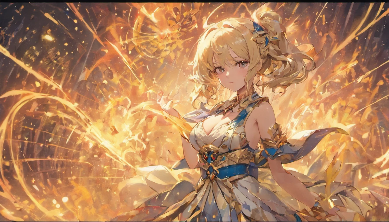 岁,White magician,Lori huge breasts cleavage,Tsundere,Costumes can have an ethnic style,full bodyesbian,The expression is cold,Full body standing painting。