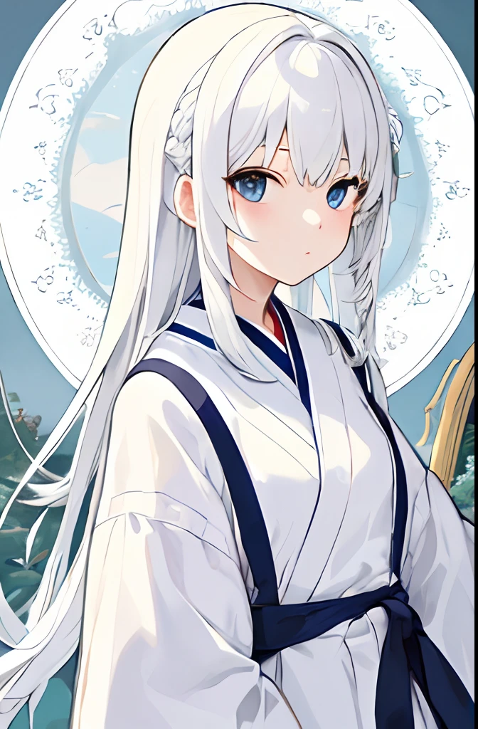 masterpiece、top-quality、white hair、校服、a beauty girl、Long