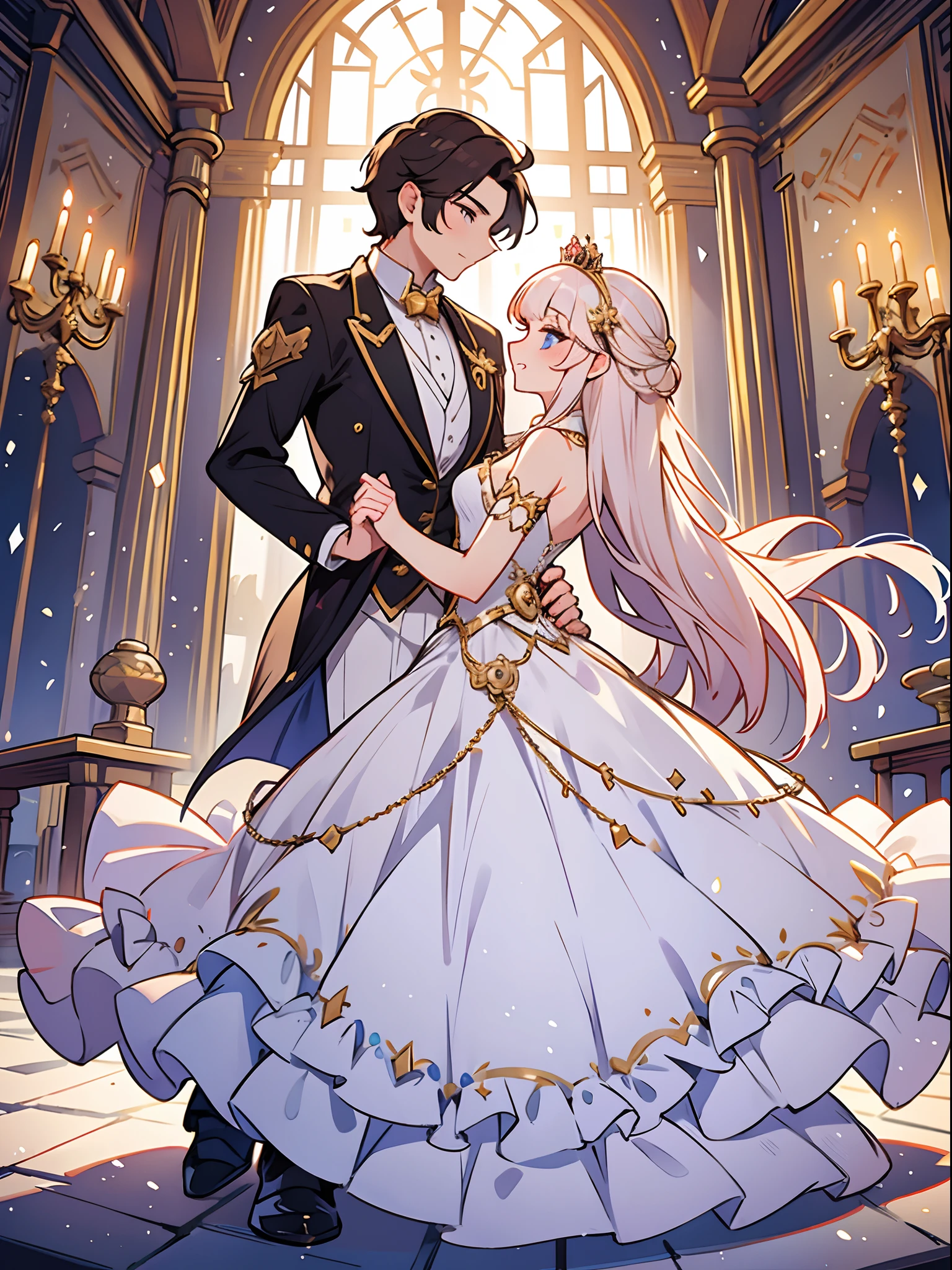 Prince and princess kiss