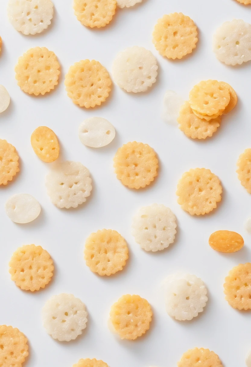 Delicious rice crackers, Cinematic, Professional Photography, Studio Lighting, Studio Background, advertising photography, Intricate details, ultra-detailliert, A hyper-realistic, 8K UHD