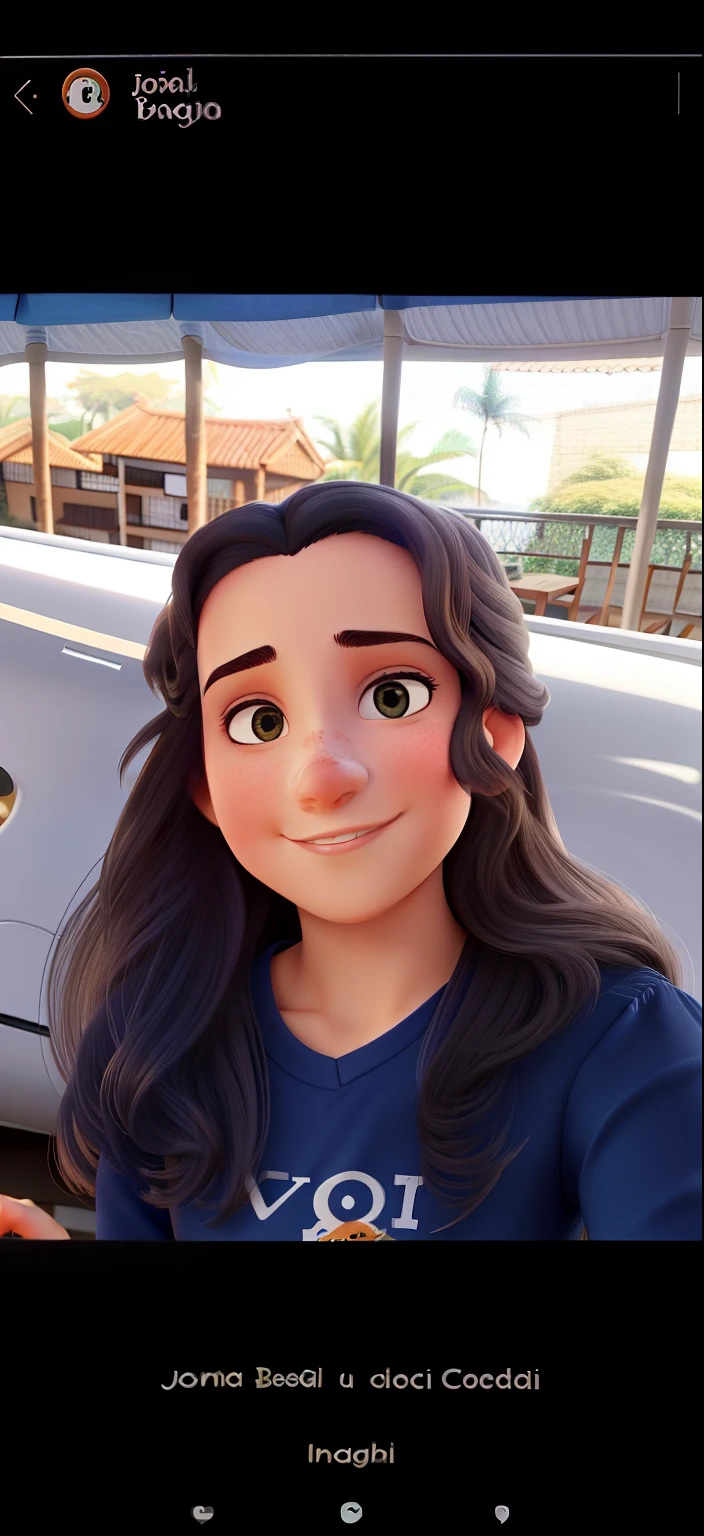 Uma bela jovem de cabelo longo cacheado, sentada lendo um livro na varanda