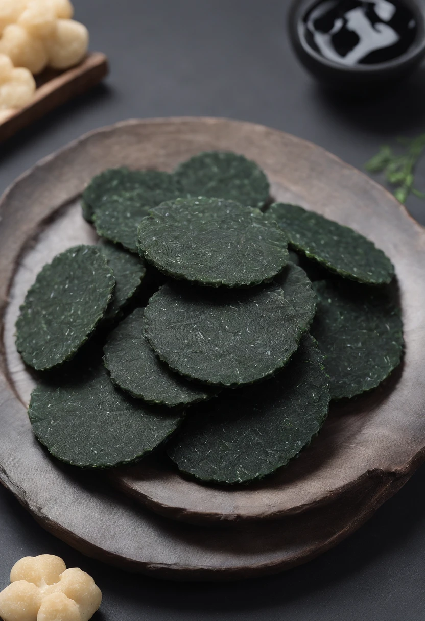 Delicious seaweed rice crackers, Cinematic, Professional Photography, Studio Lighting, Studio Background, advertising photography, Intricate details, ultra-detailliert, A hyper-realistic, 8K UHD