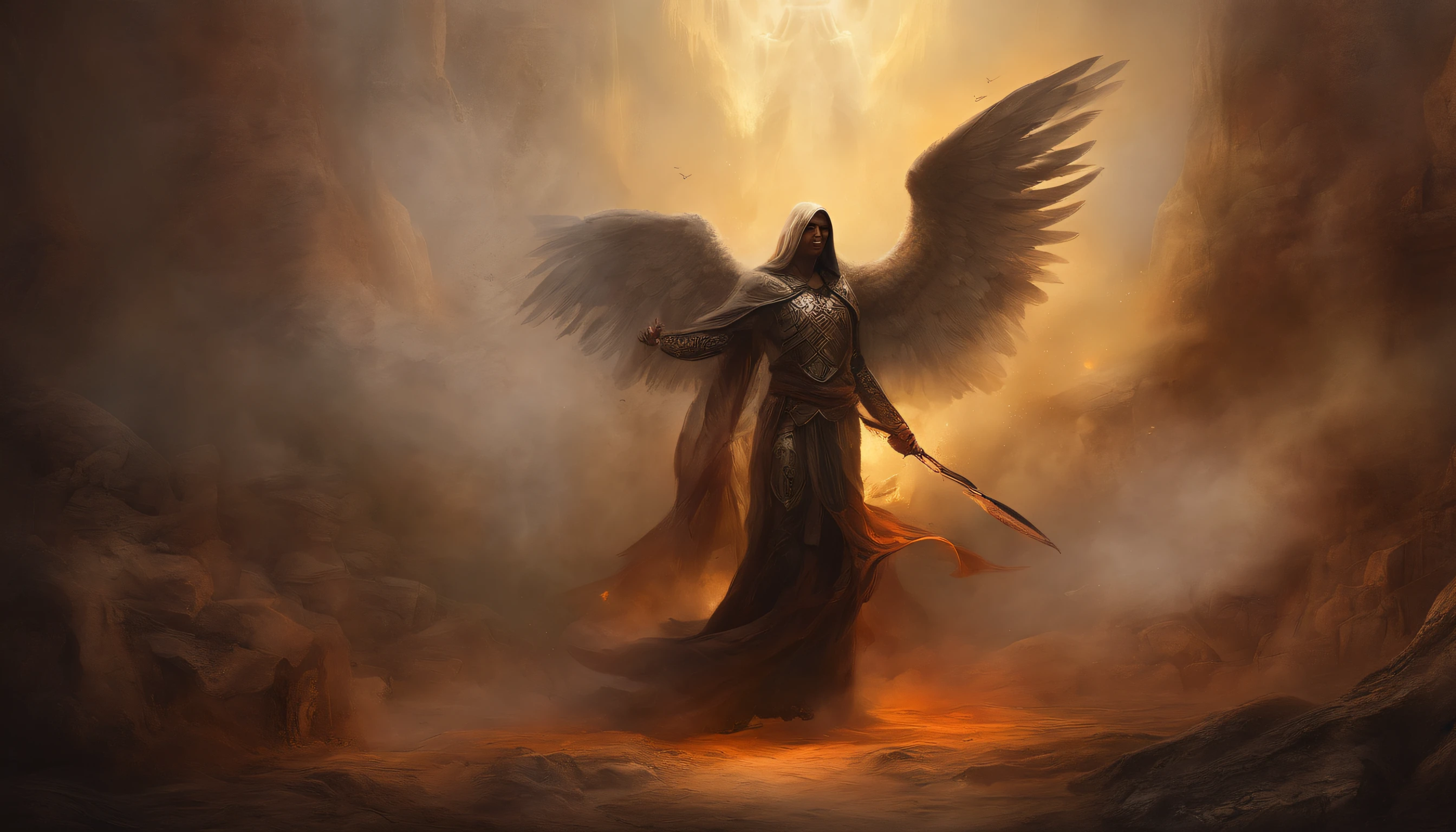 Angels and demons are in an idea,Pensamentos inatos,Um pensamento do inferno,Heaven and hell are fleeting。Cinematic image effects,anjo versus diabo,Cinematic image effects,profundidade de campos,Luz alta,luz real,Traching de raias,oc renderizado,hyper-realistic,melhor qualidade,Obras-primas 8K