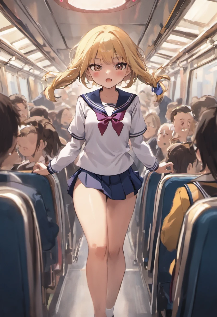 grasp、、(High school girls can be seen wearing short-sleeved short-bellied sailor suits)Grab your ass on a crowded train、From the knee up、Sagging bangs、(((Small-faced girl)))、pleatedskirt:1.2、High double tail with ribbon:1.3、I love sex:1.3、(Real 12 year old very young face girl)、Very short beautiful girl1One guy、((Man in suit grabs schoolgirl's hips))、(((I'm Lori and Chibi)))、Touch your buttocks on the bus、Red blush、(((High school girl in sailor suit having sex with man in suit、erotick)))、((Skirt flipping up、You can see erotic panties))、high-level image quality、hentail realism、(((agony、Angry expressions)))、(((Being touched by multiple men、Touch the chest or crotch)))、grabbing the breasts(((in a crowded train)))、((A high school girl in a sailor's suit sticks her ass out from the front,Stick your ass out towards a man in a suit))