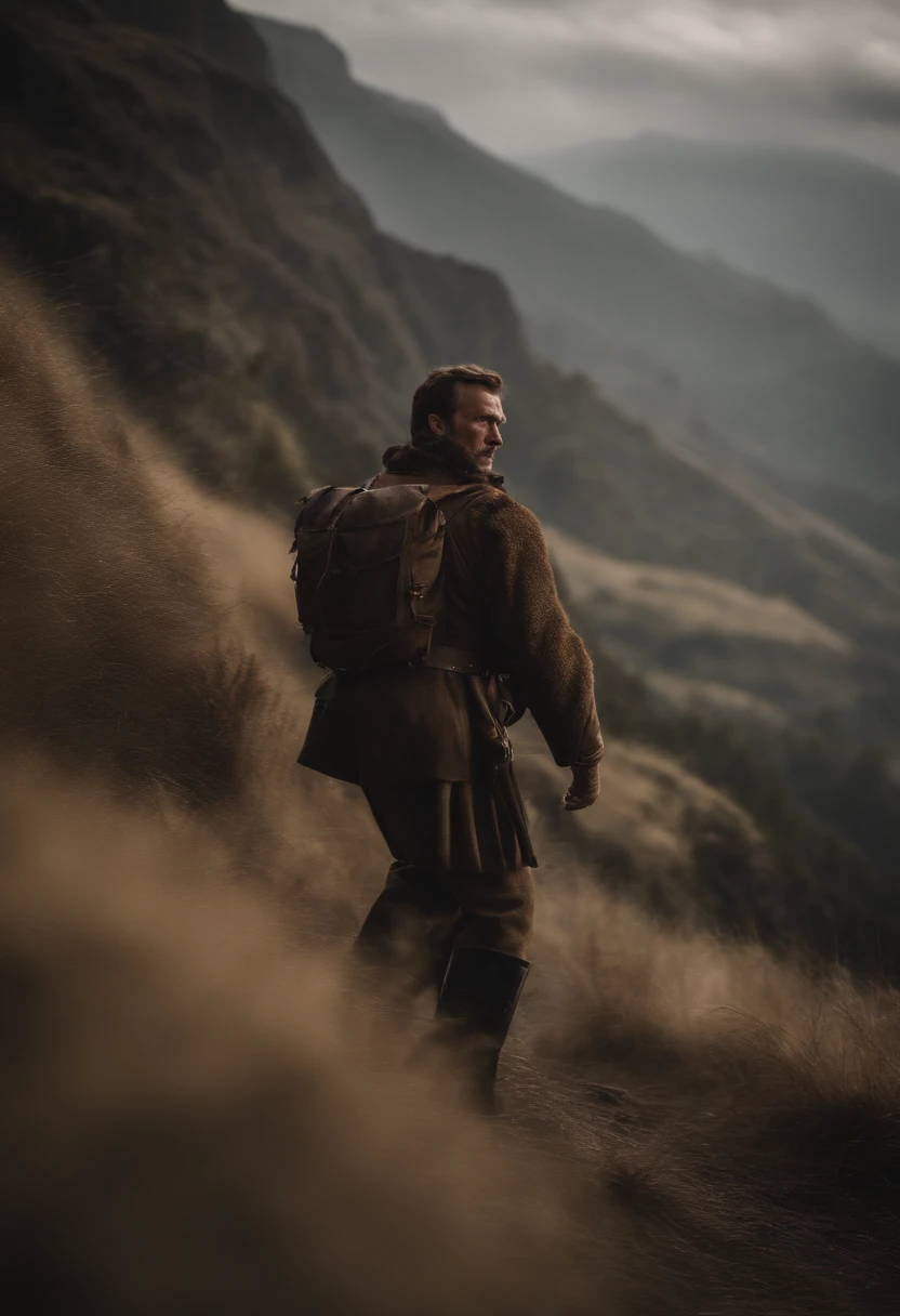 A male serviceman stands on the snow,Sharply defined,best qualtiy,Good facial features