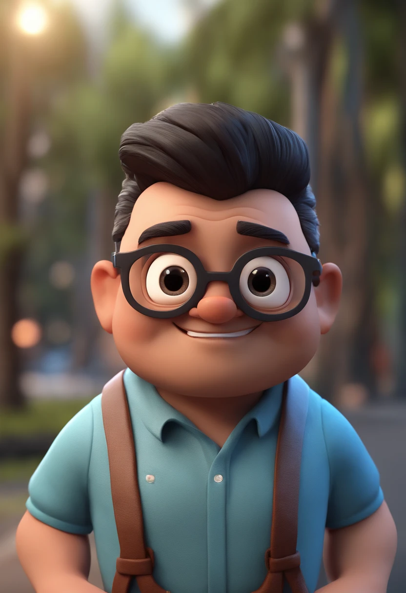 Cartoon character of a man with black glasses and a blue shirt, animation character, Caractere estilizado, animation style rendering, 3D estilizado, Arnold Maya render, 3 d render stylized, toon render keyshot, Personagem 3D, Personagem 3D, 3d rendering stylized, 3 d character render, personagem de desenho animado, Personagem de close up, Pose de personagem, (Estilo Pixar) (master part:1.2) (Bokeh) (best quality) (pele detalhada) (textura detalhada) (8k) (argila) (Cinematic lighting) (foco nítido