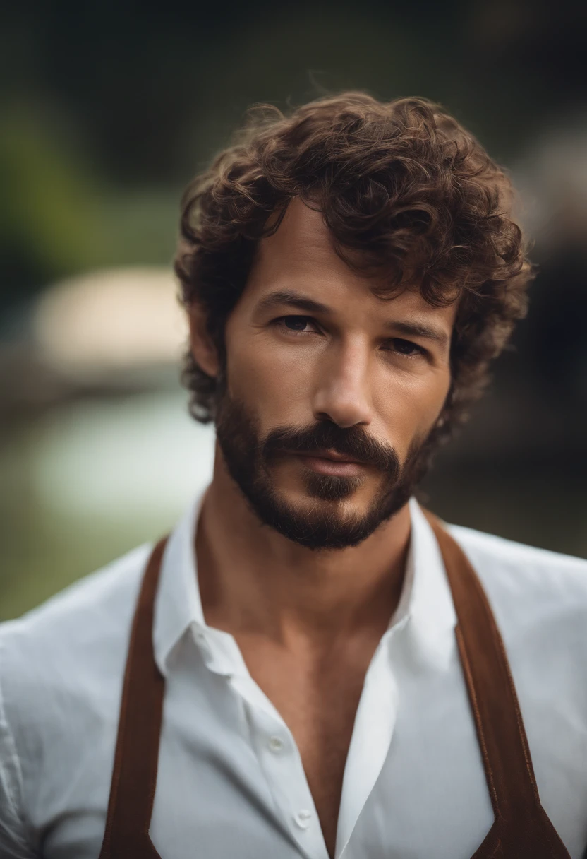 Rapaz de 34 anos , rosto meio redondo , barba curta , cabelos curtos , working as a waiter