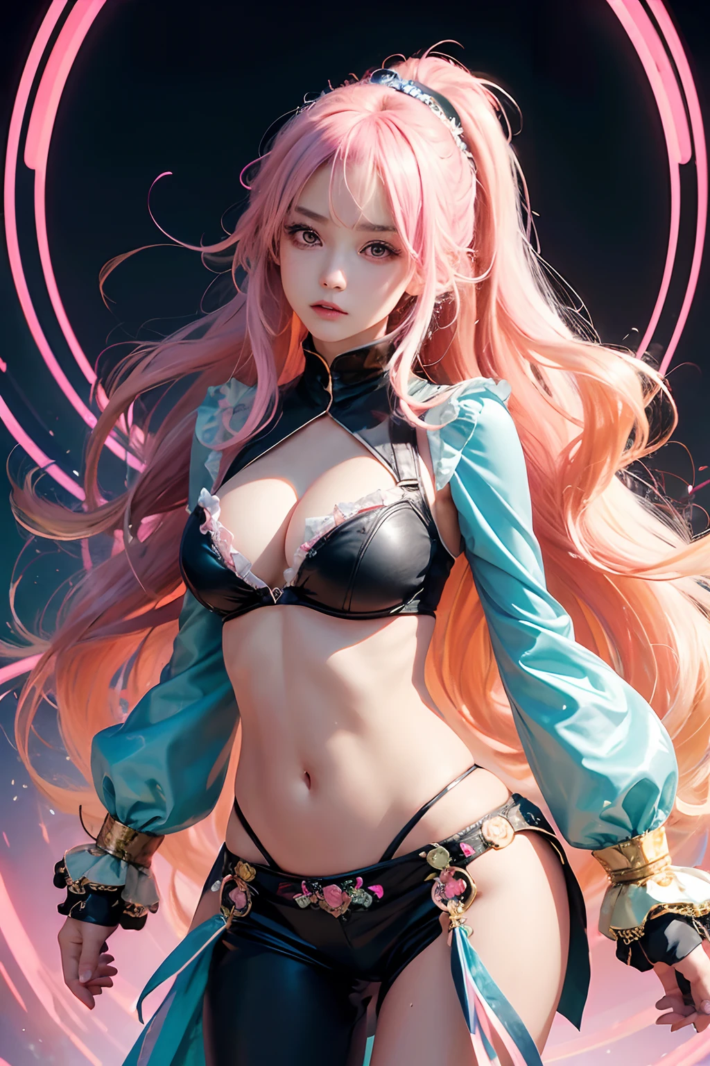 anime big breast_artwork of a, Rococo, Grand_photographed, Polaroid, annoyed_Girl, neonlight_Glowing_Hair, kanon_5D_Mark_4, neonlight_Light, Kodak_Ektar, Flamboyant, Pastel_colours, Curved_Lines, elaborate_detail, Rococo, J's Art.c. Ryan Decker