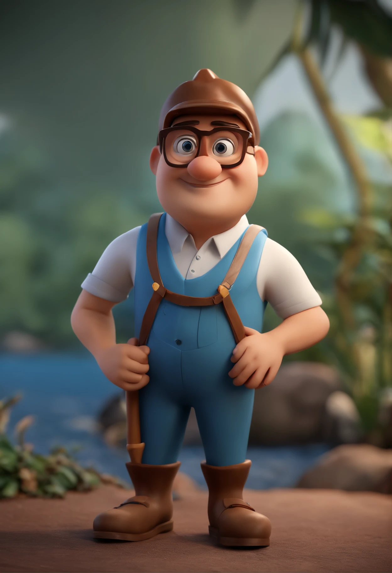 Cartoon character of a man with black glasses and a blue shirt, estilo pescador do mar, animation character, Caractere estilizado, animation style rendering, 3D estilizado, Arnold Maya render, 3 d render stylized, toon render keyshot, Personagem 3D, Personagem 3D, 3d rendering stylized, 3 d character render, personagem de desenho animado, Personagem de close up, Pose de personagem, (Estilo Pixar) (master part:1.2) (Bokeh) (best quality) (pele detalhada) (textura detalhada) (8k) (argila) (Cinematic lighting) (foco nítido