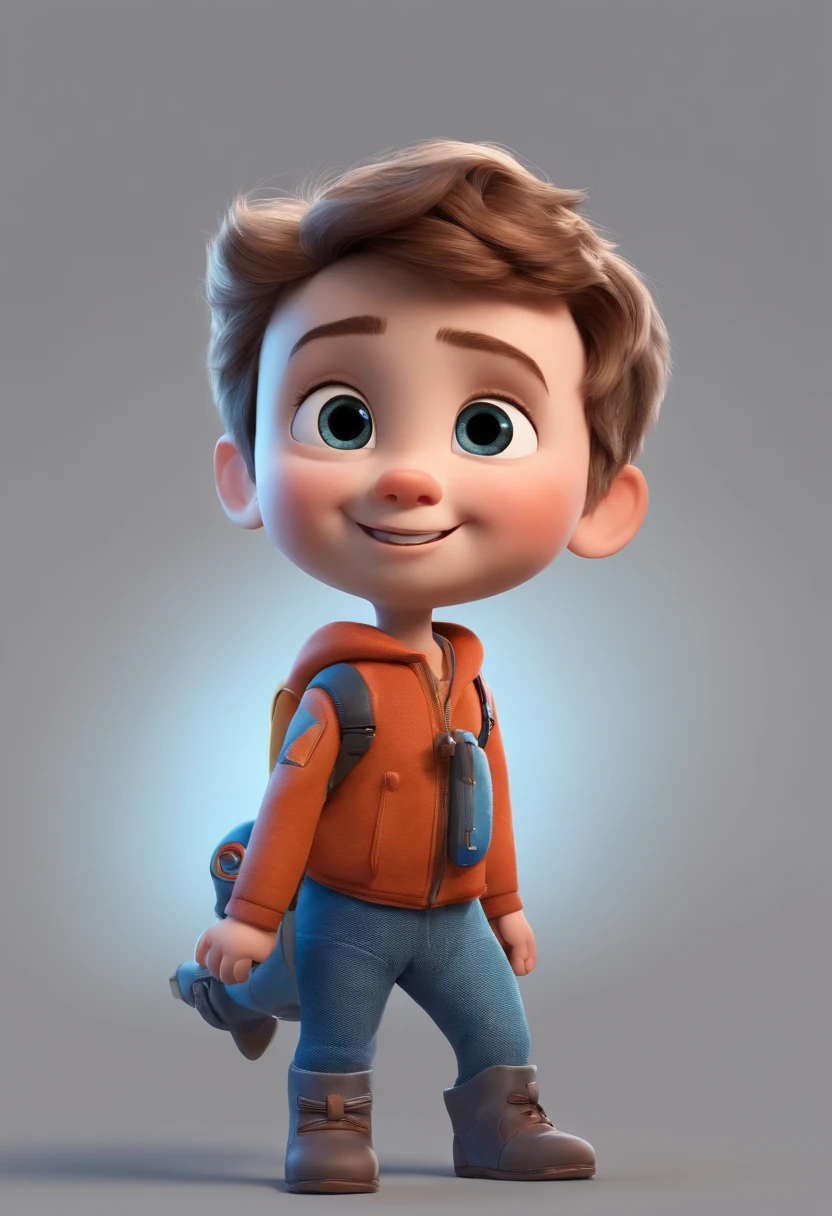 a happy cute ??? standing short hair, vestindo uma fantasia espacial, , fundo branco, barnet, Tom, Estilo Pixar, ....3d, desenhos animados, rosto detalhado, asymmetrical 16k