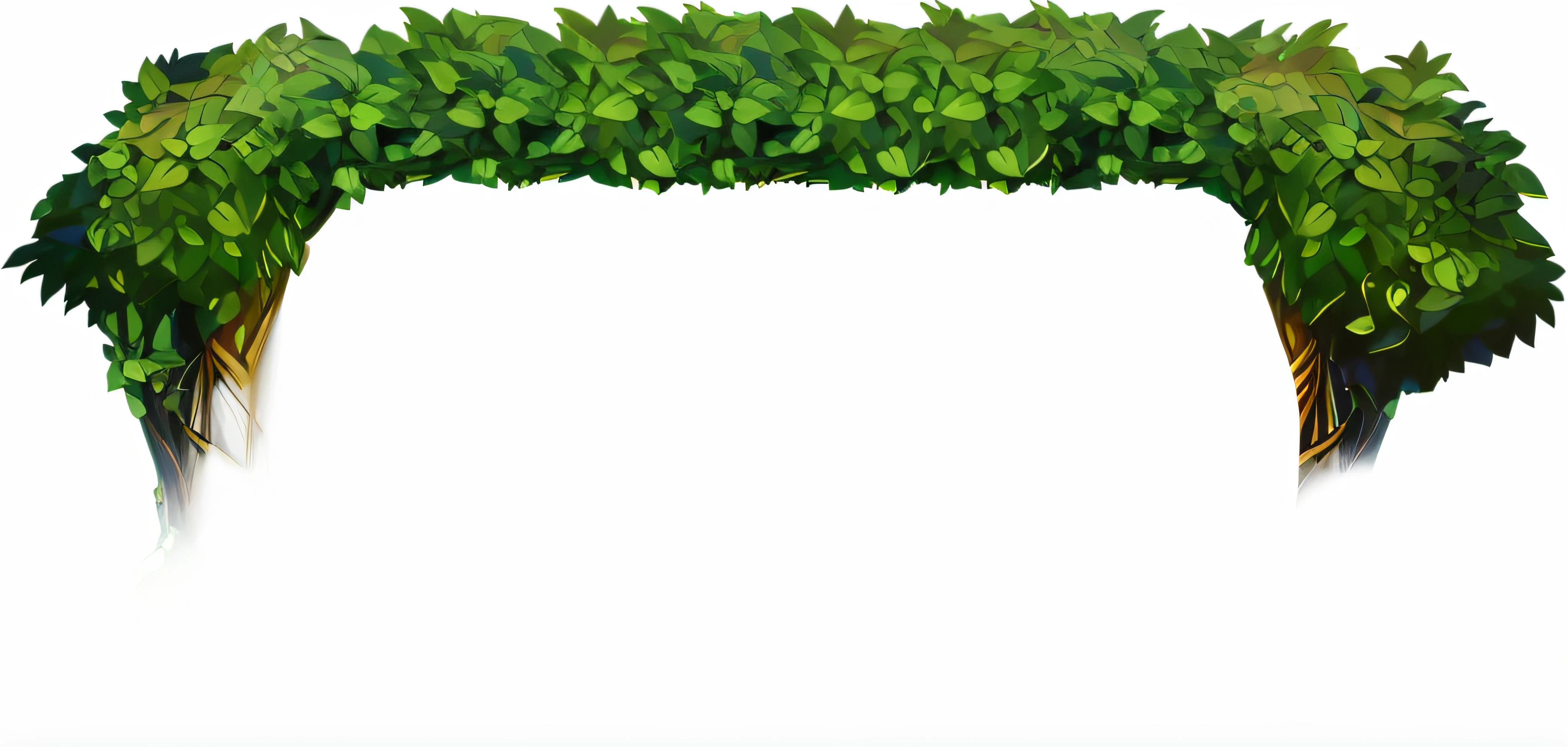 Close-up of greenery,Leaves on white background, Lush vegetation in the background, overgrown background, overgrown foliage, Green jungle background, the background is lush jungle, background jungle, bushes and leafs, jungle backdrop, inside stylized border, deep jungle texture, Background(Solid), elf forest background, dense thickets on each side, jungles in the background