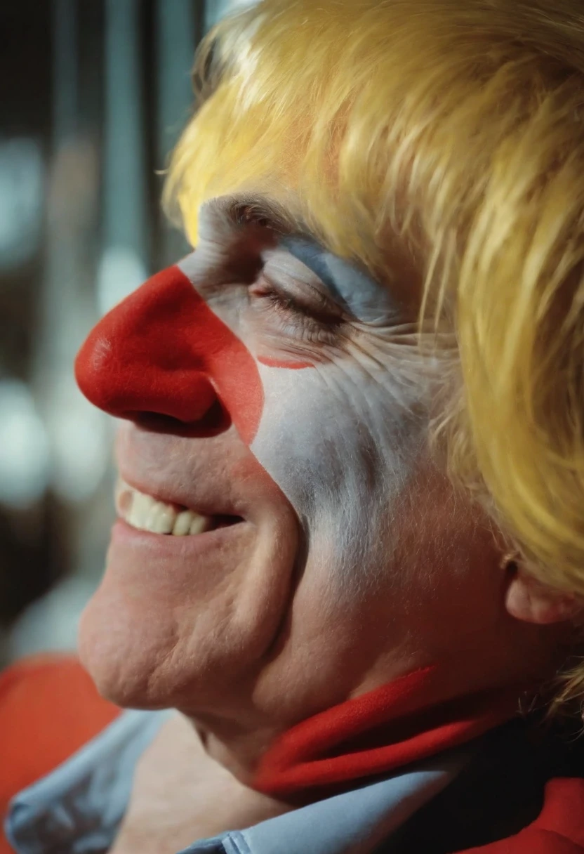 jocker，laughter and joy，Reddens Nose，Funny tricks，Andy warhol，Close-up shot，Side light，Pop art