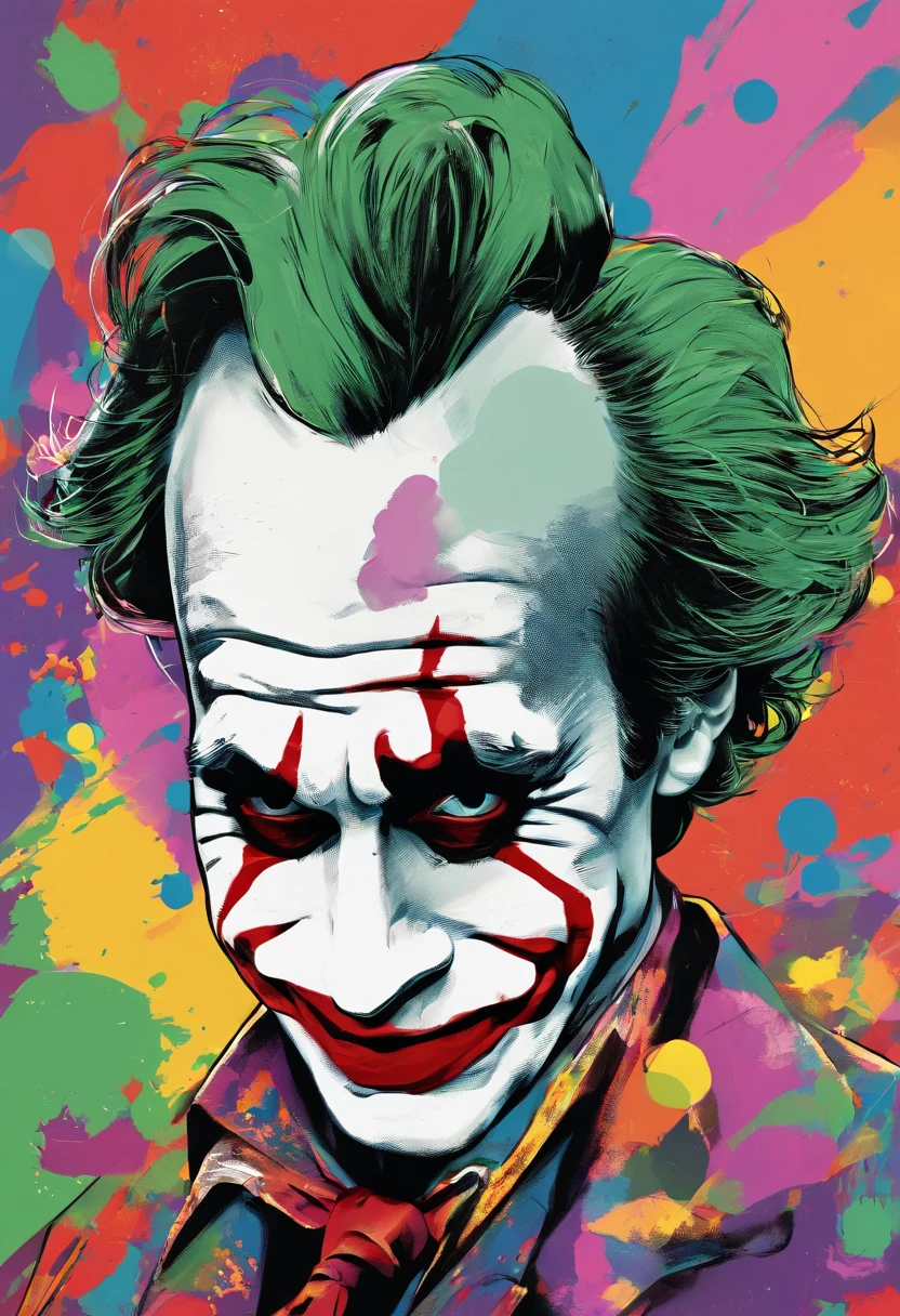 vector logo art for t-shirt print, vivid splash colors, Joker thug face, dark theme, New York City, full moon night vector