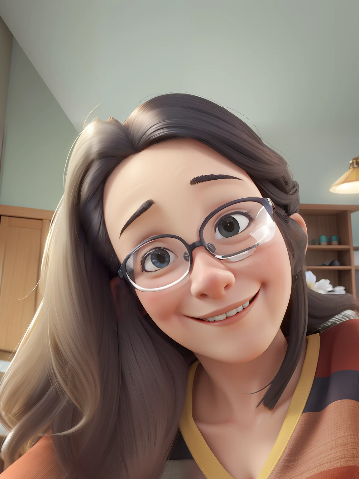longos cabelos castanhos claros,modern glasses,olhar misterioso,massagem,Mulher japonesa
