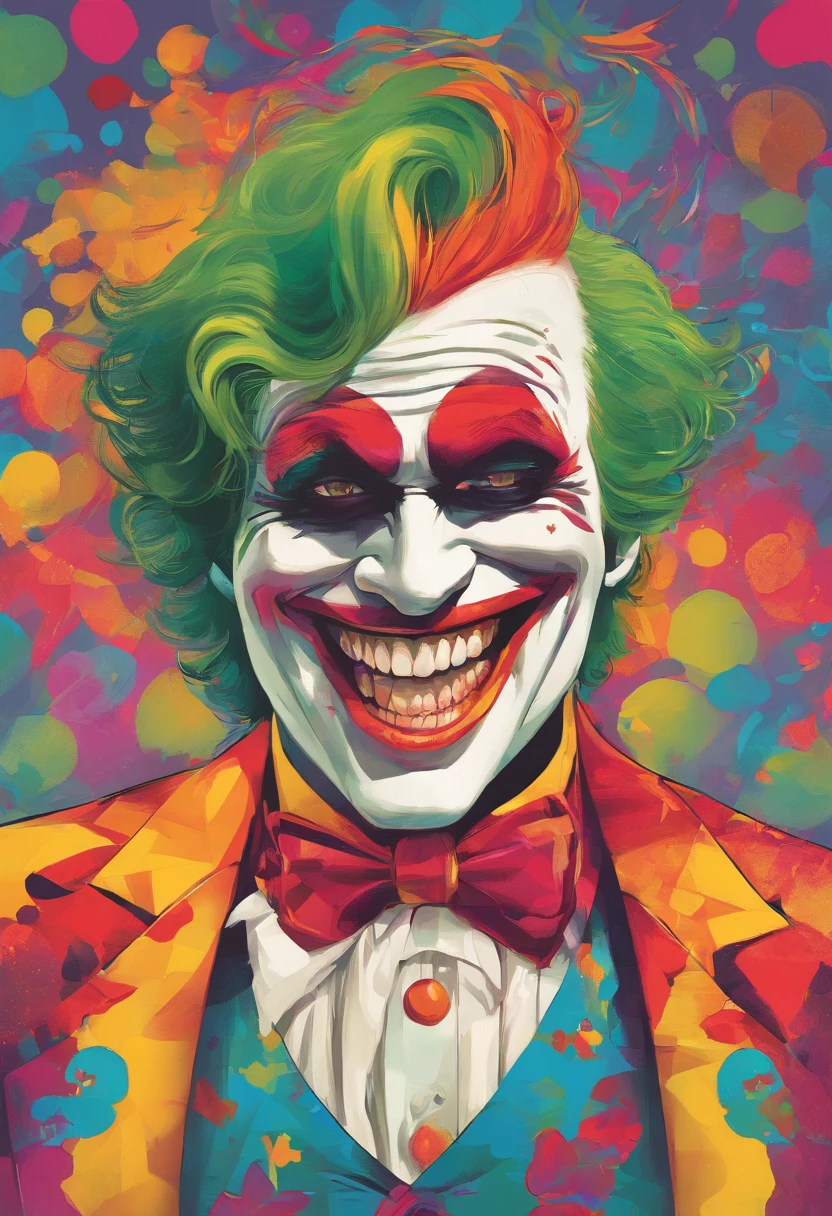 jocker，laughter and joy，Reddens Nose，Funny tricks，Andy warhol，Close-up shot，Side light，Pop art