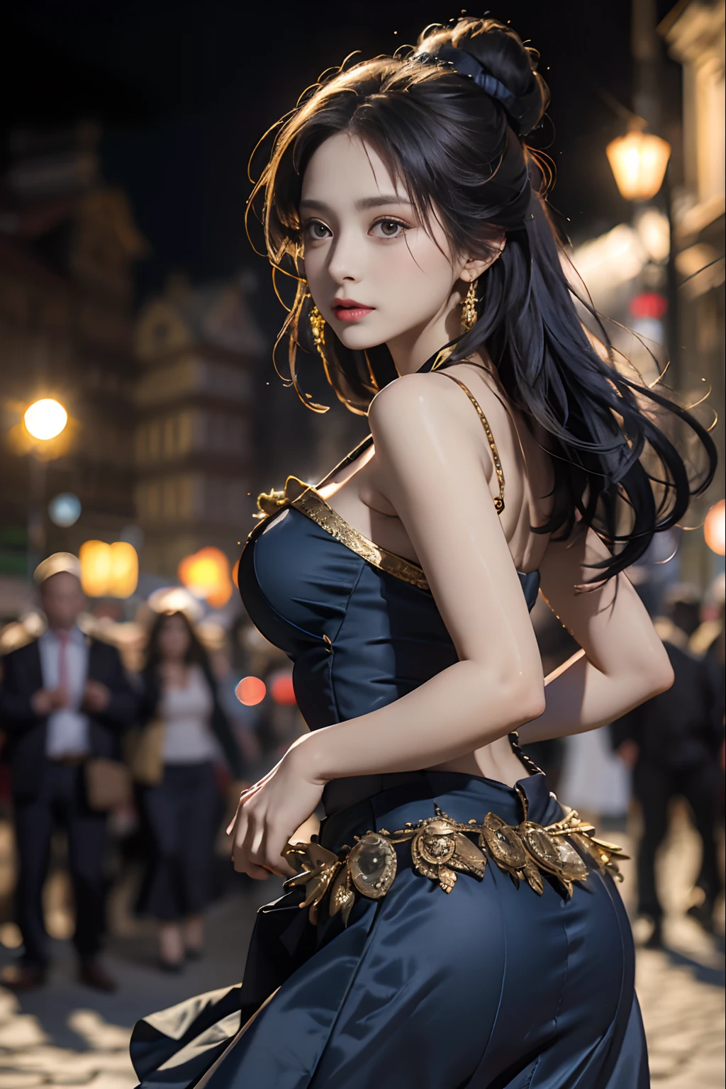 newyork、a bar counter、pantyhose、a miniskirt、T back、Panties are visible through the miniskirt、耳Nipple Ring、a necklace、A bracelet、Colossal tits、Light hair color、Sexy clothes、Sticking out the buttocks、Back Style、Ketin、A woman with purple eyes looking at the camera with a beautiful and charming smile、top-quality、​masterpiece、ultra-detailliert、Beautiful fece、hight resolution、Original、absurderes、Ultra realistic 8K CG、erfect artwork、((Perfect female figure))、a matural female、thin-waist、Chinese God Watch Viewers、enchanting posture、sexy  pose、Captivating、clean、beautiful countenance、Pure face、The skin、A hyper-realistic、ultra-detailliert、A detailed eye、lush body、Dramatic Lighting、Dynamic Poses、(realisticlying)realisitic、 (​masterpiece:1.3), (absurderes:1.3), (top-quality:1.3),Photorealsitic,seducting smile, incredibly detailed face, hyperdetailed face, An ultra - realstic face,
