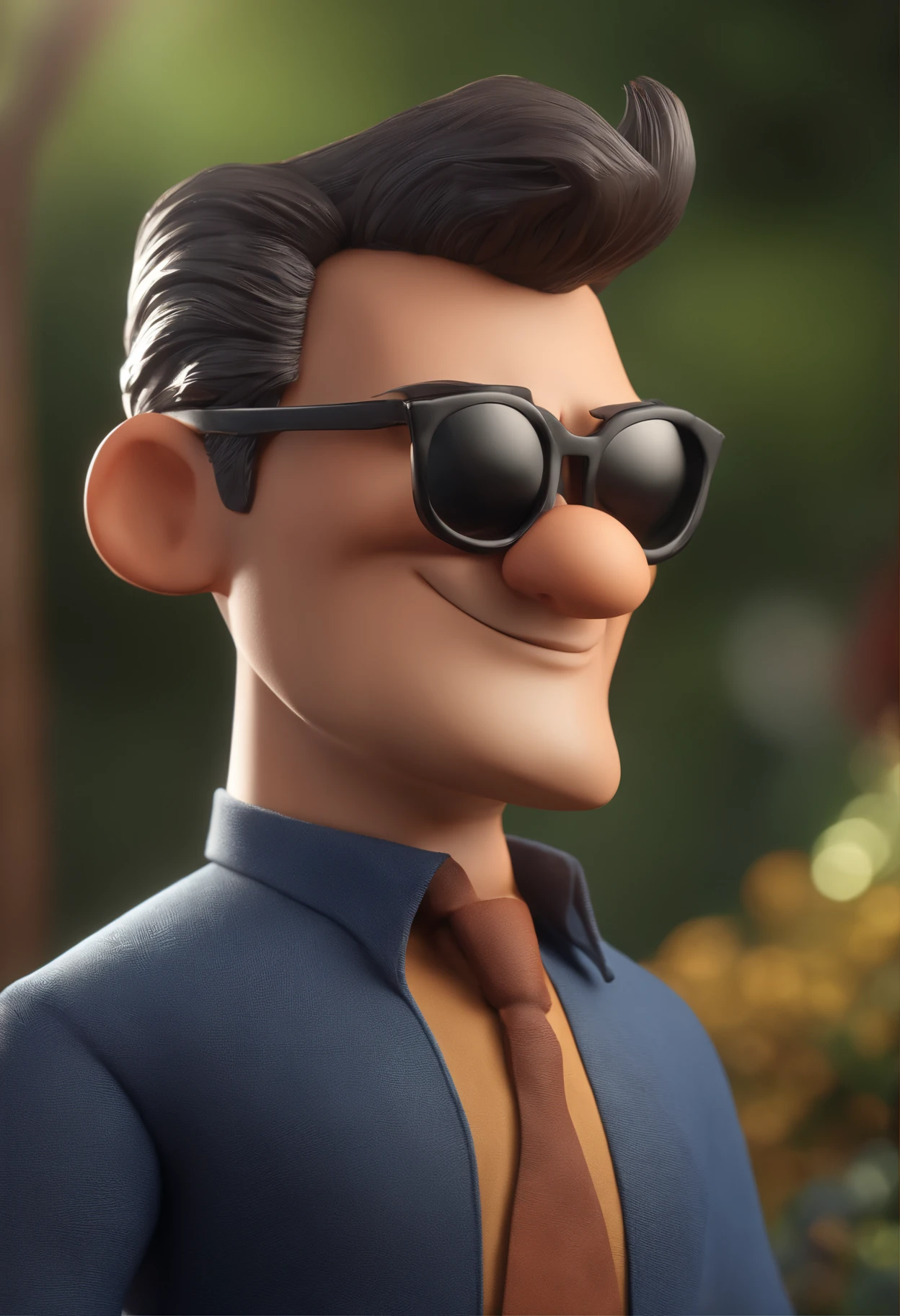 Cartoon character of a man with black glasses and a blue shirt, animation character, Caractere estilizado, animation style rendering, 3D estilizado, Arnold Maya render, 3 d render stylized, toon render keyshot, Personagem 3D, Personagem 3D, 3d rendering stylized, 3 d character render, personagem de desenho animado, Personagem de close up, Pose de personagem,  (Estilo Pixar) (master part:1.2) (Bokeh) (best quality) (pele detalhada) (textura detalhada) (8k) (argila) (Cinematic lighting) (foco nítido