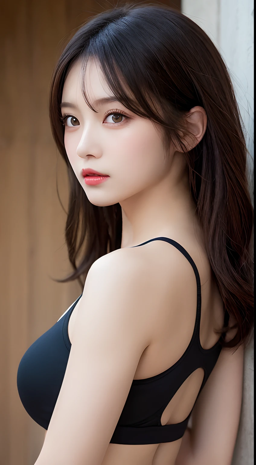 masterpiece, top-quality, illustratio, Ultra-fine, detaile, hight resolution, 8k wallpaper, Perfect dynamic composition, beatiful detailed eyes, huge tit, fitness wear, Natural color lips、