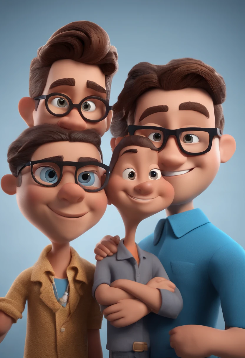 Cartoon character of a man with black glasses and a blue shirt, animation character, Caractere estilizado, animation style rendering, 3D estilizado, Arnold Maya render, 3 d render stylized, toon render keyshot, Personagem 3D, Personagem 3D, 3d rendering stylized, 3 d character render, personagem de desenho animado, Personagem de close up, Pose de personagem, (Estilo Pixar) (master part:1.2) (Bokeh) (best quality) (pele detalhada) (textura detalhada) (8k) (argila) (Cinematic lighting) (foco nítido