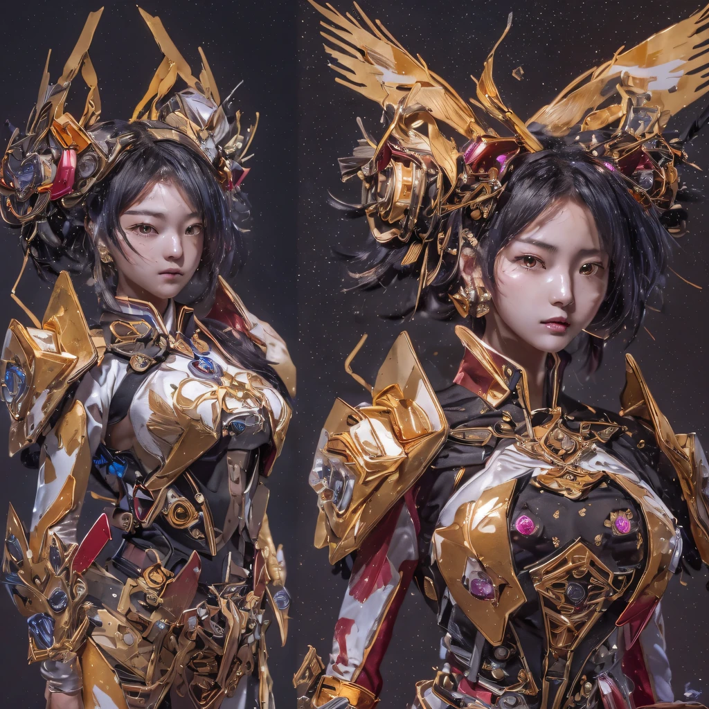 Light orange wind（（Red and white mech girl））National wind circle，Flying nine-tailed fat skull flame ethereal toad star，Golden-black damask white rabbit fur bra，Fuchsia pink diamonds, Tulle burgundy diamond shin guard，CG ，Light orange full set of thick mechs，Giant，, Realistic secret girl rendering, detailed face of a asian girl, Reality in the secret world, Smooth CG art, Realistic. Cheng Yi, Realistic secret style, A lovely secret rendering, 8K portrait rendering, Render character art 8 K, Kawaii realistic portrait，Golden-black damask white rabbit fur bra，Fuchsia pink diamonds, Tulle burgundy diamond shin guard((ultra real detailed.mecha-girl)Mink cotton suit mech，Bright blue and white feathers gold silk shoulder pads，Shi Zhong Huhu female Taoist，Tailfire，Tattooed with，Genius ratio，Silicone texture，Short bright purple hair，3D modeling，4K,8K,16K smooth (Masterpiece, Top quality, Best quality, offcial art, Beauty and aesthetics: 1.2), Very detailed, Colorful, Most detailed, branches,mecha-girl, （Mards）mecha-girl（canyons）， （Linen future mech girl）， Angry fighting stance， looking at the ground， Batik linen bandana， Crane pattern long sleeve garment，Mecha Maiden Canyon（Abstract propylene splash：1.2）， Dark clouds lightning background，Sprinkle with golden mech girl powder（realisticlying：1.4），Black color hair，Flour fluttering，rainbow background， A high resolution， the detail， RAW photogr， Sharp Re， Nikon D850 Film Stock Photo by Jefferies Lee 4 Kodak Portra 400 Camera F1.6 shots, Rich colors, ultra-realistic vivid textures, Dramatic lighting, Unreal Engine Art Station Trend, cinestir 800，Flowing black hair,（（（Red and white mech girl））），Front view，Pure transparency，Wear boxing gloves，Ice is permeable to gas，Film light and shadow，Panorama ultra-wide angle，extremely happy，The texture of the real person is delicate，Strong visual impact，Hyper-detailing，Dream girl，Refined face，prettyeyes，high saturated，Wear reflective sunglasses with a thick gold thread，crystal-clear，Good interpe
