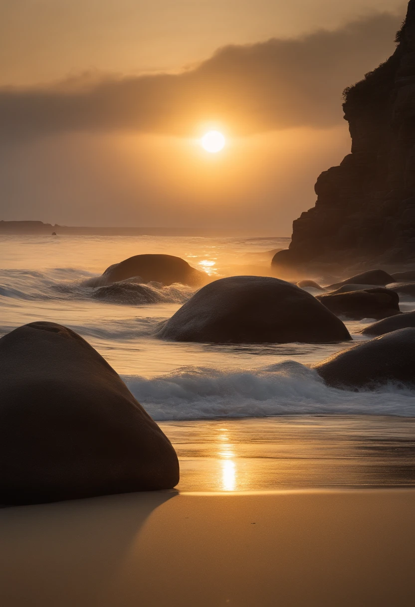 (best quality, ultra-detailed, photorealistic:1.37), vibrant colors, soft natural lighting, serene atmosphere, gentle waves, clear blue sky, sandy beach, peaceful and joyful interaction, divine aura, true disciples, calm and welcoming environment, detailed facial expressions, radiant sunlight, golden hour, tranquil sea, genuine happiness, harmonious composition, joyful conversation, spiritual connection, historical setting