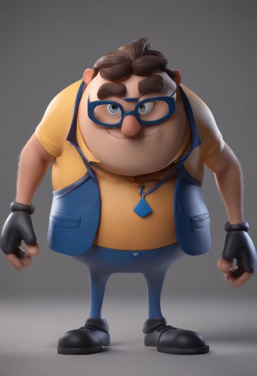 Cartoon character of a man with black glasses and a blue shirt, animation character, Caractere estilizado, animation style rendering, Naked Showing Stylized Hard Testicles, Arnold Maya render, 3 d render stylized, toon render keyshot, Personagem 3D, Personagem 3D, 3d rendering stylized, 3 d character render, personagem de desenho animado, Personagem de close up, Pose de personagem, (Estilo Pixar) (master part:1.2) (Bokeh) (best quality) (pele detalhada) (textura detalhada) (8k) (argila) (Cinematic lighting) (foco nítido
