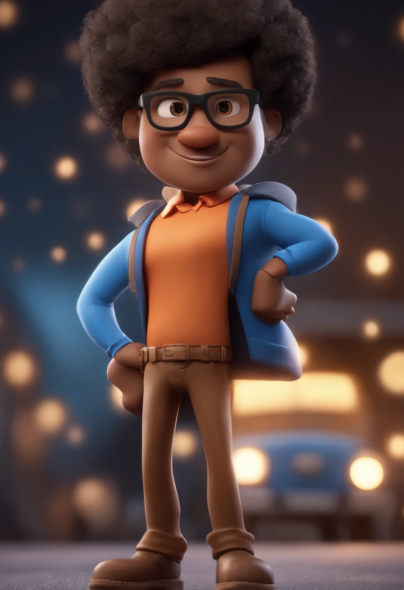 Cartoon character of a man with black glasses and a blue shirt, animation character, Caractere estilizado, animation style rendering, Naked Showing Stylized Hard Testicles, Arnold Maya render, 3 d render stylized, toon render keyshot, Personagem 3D, Personagem 3D, 3d rendering stylized, 3 d character render, personagem de desenho animado, Personagem de close up, Pose de personagem, (Estilo Pixar) (master part:1.2) (Bokeh) (best quality) (pele detalhada) (textura detalhada) (8k) (argila) (Cinematic lighting) (foco nítido
