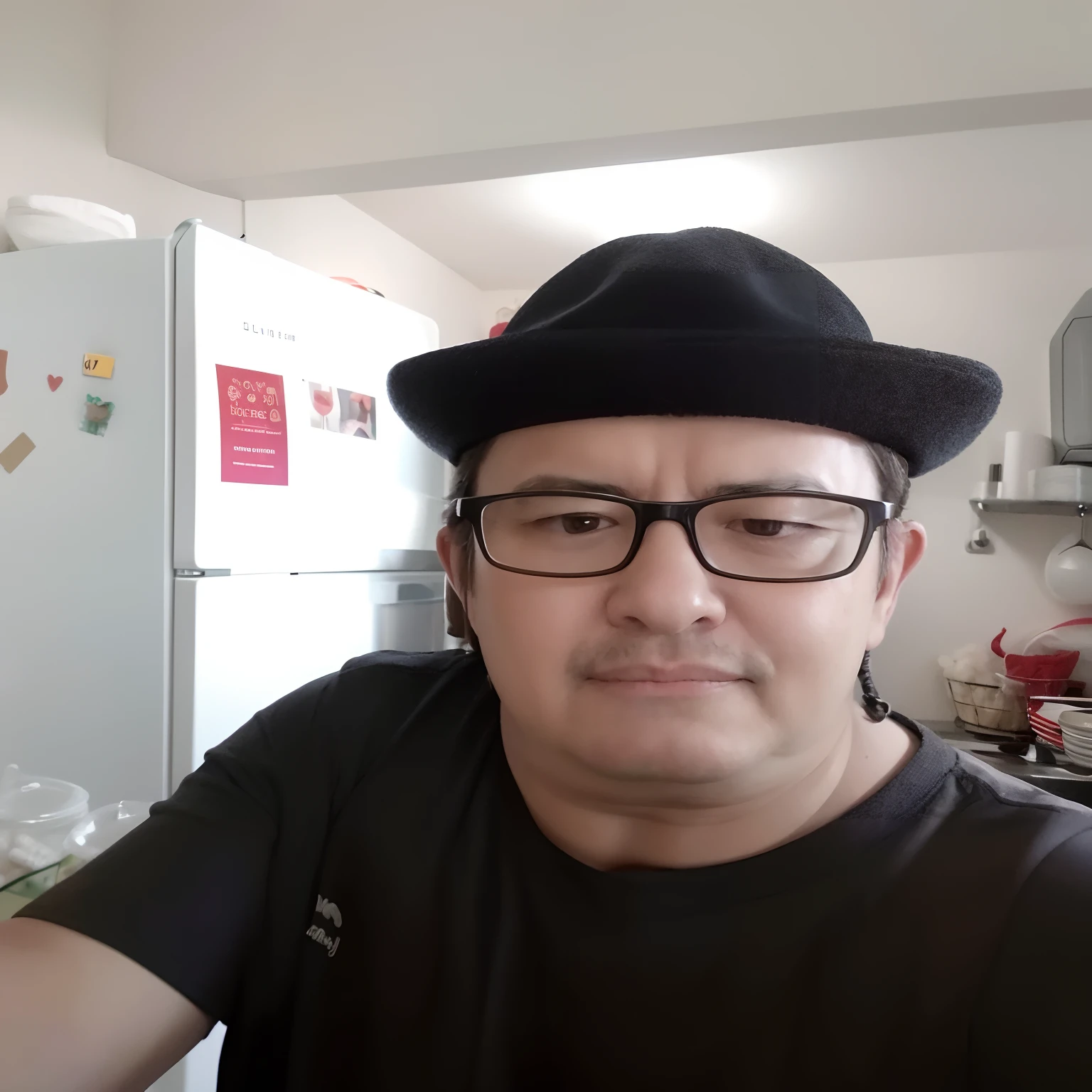 There's a man wearing a hat and glasses in a kitchen, with a weird hat, he is wearing a hat, it's wearing a cute little hat, Streamer do Twitch / Jogador Ludwig, wearing a silly hat, usando uma cartola, archwizzard in a hat, foto de perfil headshot, Wearing Hat, wearing a hat, 3 2 anos